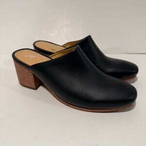 Nisolo Women's All Day Heeled Mules Slip On Round Toe Black Leather 8